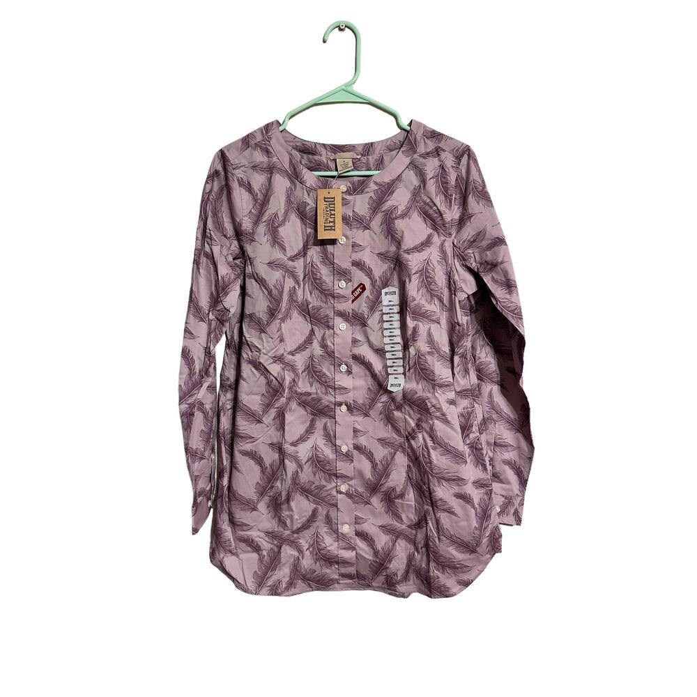 Duluth Trading Co. Women’s Wrinklefighter Tunic Size Small Purple Feathers NWT